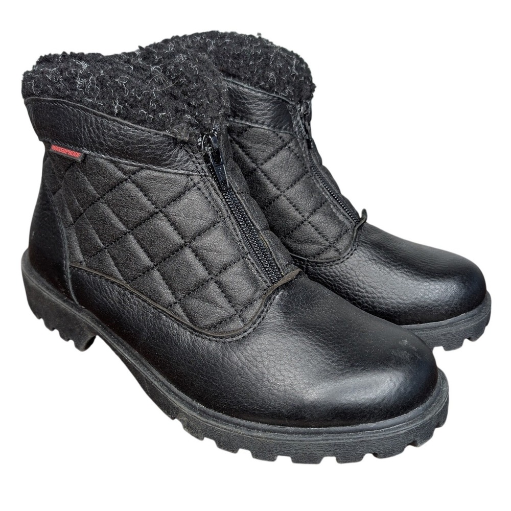 Softmoc Size 7 Waterproof Black Leather Upper Zipper Ankle‎ Boot Booties Winter